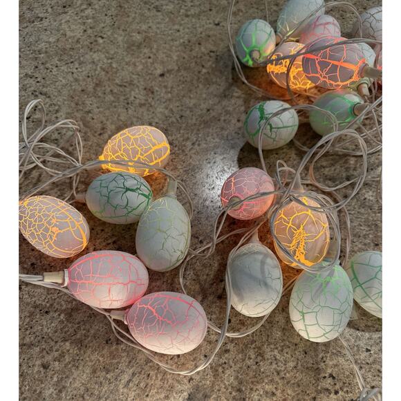 Vintage Easter Pastel Blow Mold Eggs String Lights & Cross Light Work Great! 7O - Picture 4 of 12